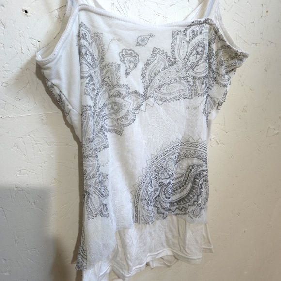 Karv | Y2k Vintage White and Gray Paisley Women's Top - Picture 8 of 12